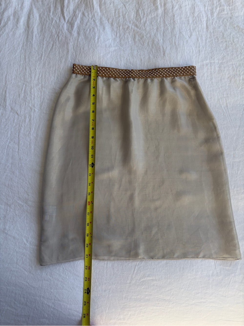 Miu Miu SS 2000 Crystal Embellished Silk Sheer Pencil Skirt Gray Silver Gold - Picture 14 of 14